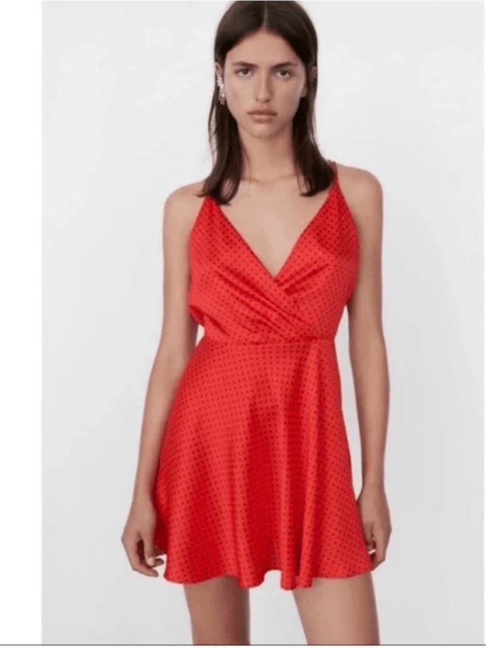 ZARA Summer Polka Dot Open Back Satin Mini Dress